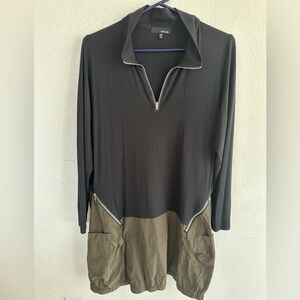 Sun Kim Black and Olive Midi Dress size  medium